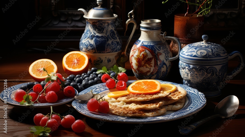 breakfast with pancakes and fruits ai generated breakfast with pancakes and fruits ai generated
