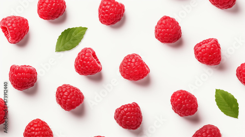 Raspberries on Isolated White Background