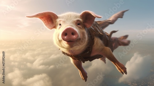 A flying pig.Generative AI © sudipdesign