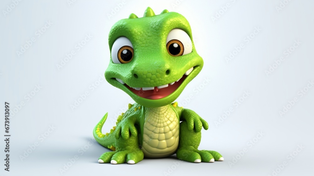 Fototapeta premium cute baby alligator cartoon Clipart.Generative AI