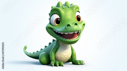 Clipart cartoon baby alligator.Generative AI