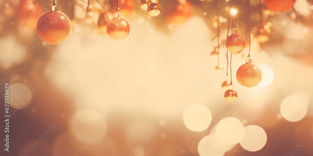 Blur bokeh decoration winter bulb tree background christmas celebration light holiday.Generative AI	
