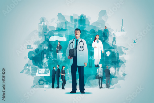 Male medicine doctor hold healthcare medical icon. Doctor holding heart icon to show medicine concept and healthcare.