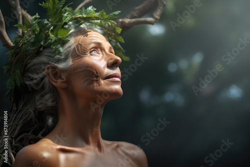 Elderly mother earth portrait, fantasy woman