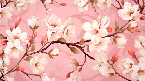 seamless floral pattern with pink flowers © Aram