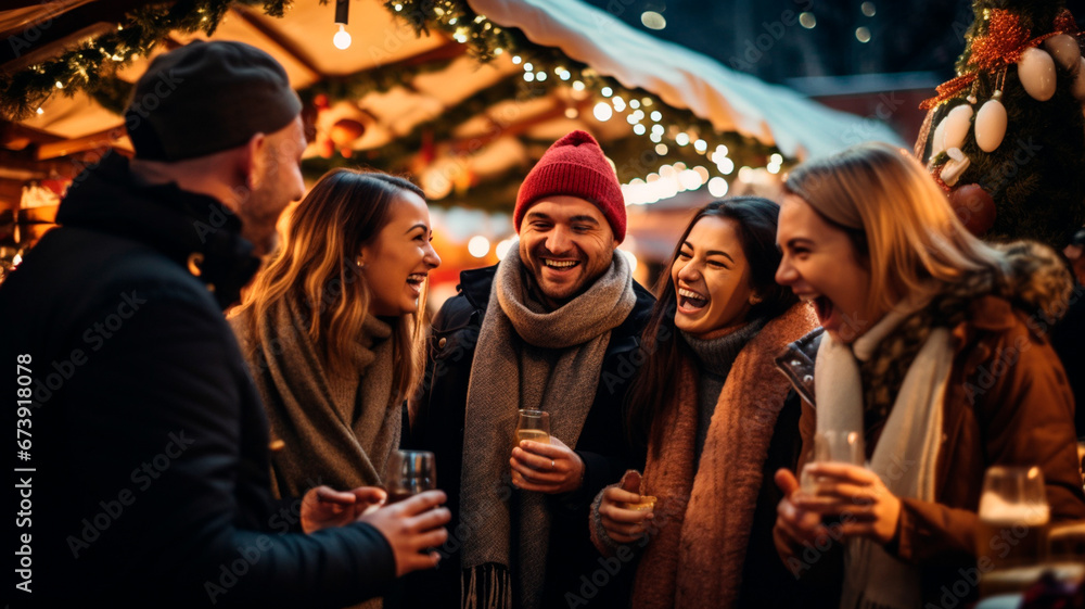 friends enjoying christmas holidays