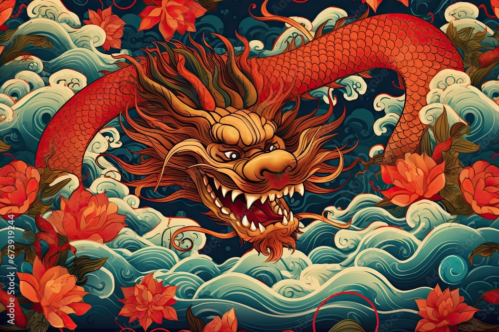 Obraz premium Stunning Dragon Year background commemorating the vibrant traditions and symbolism of the Chinese zodiac