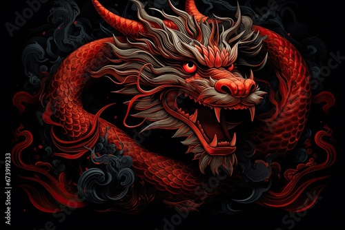 Stunning Dragon Year background commemorating the vibrant traditions and symbolism of the Chinese zodiac © AI Farm