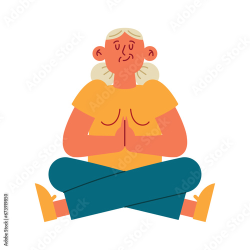 old woman active doing yoga