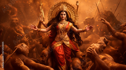 vector illustration of happy lord durga, festival of durga