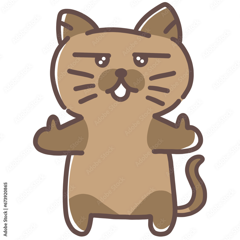 Brown Cat With Sparkly Eyes Cartoon