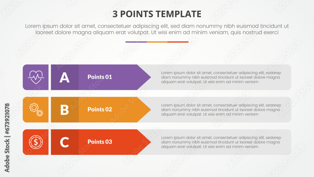 3 points stage template infographic concept for slide presentation with ...
