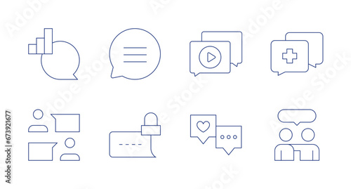 Chat icons. Editable stroke. Containing video chat, chatting, chat, talk. © Spaceicon
