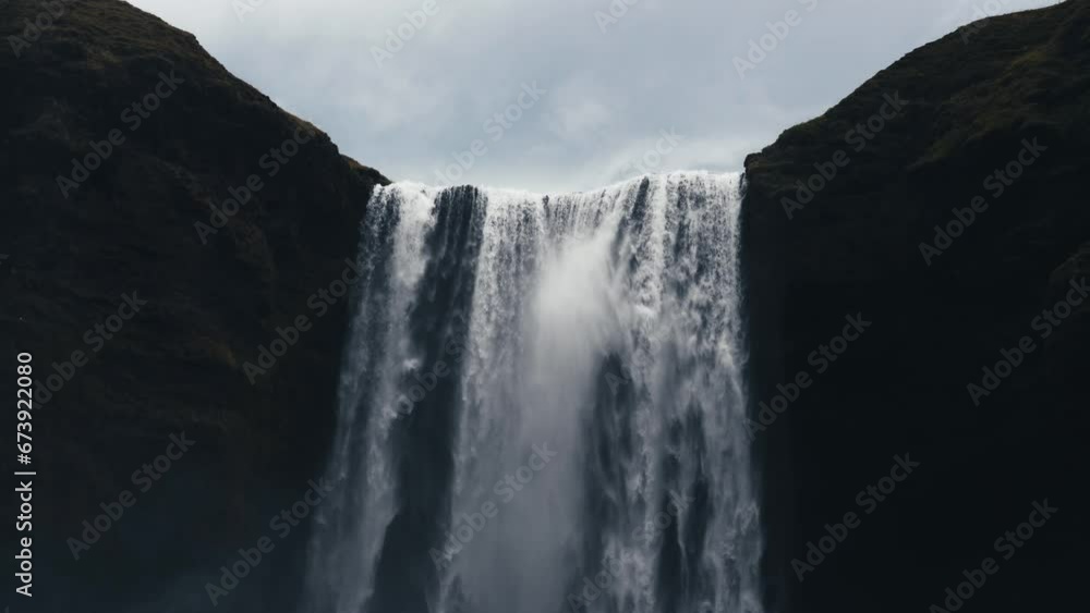 Awe-inspiring Skogafoss waterfall. Icelandic natural wonder with ...
