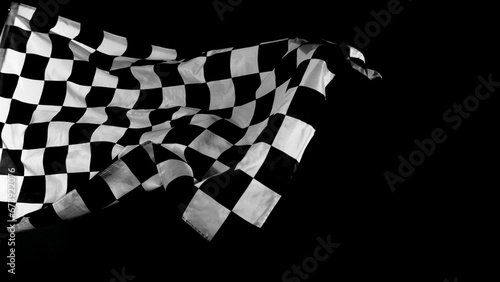 Checkered Racing Flag against Black Background.