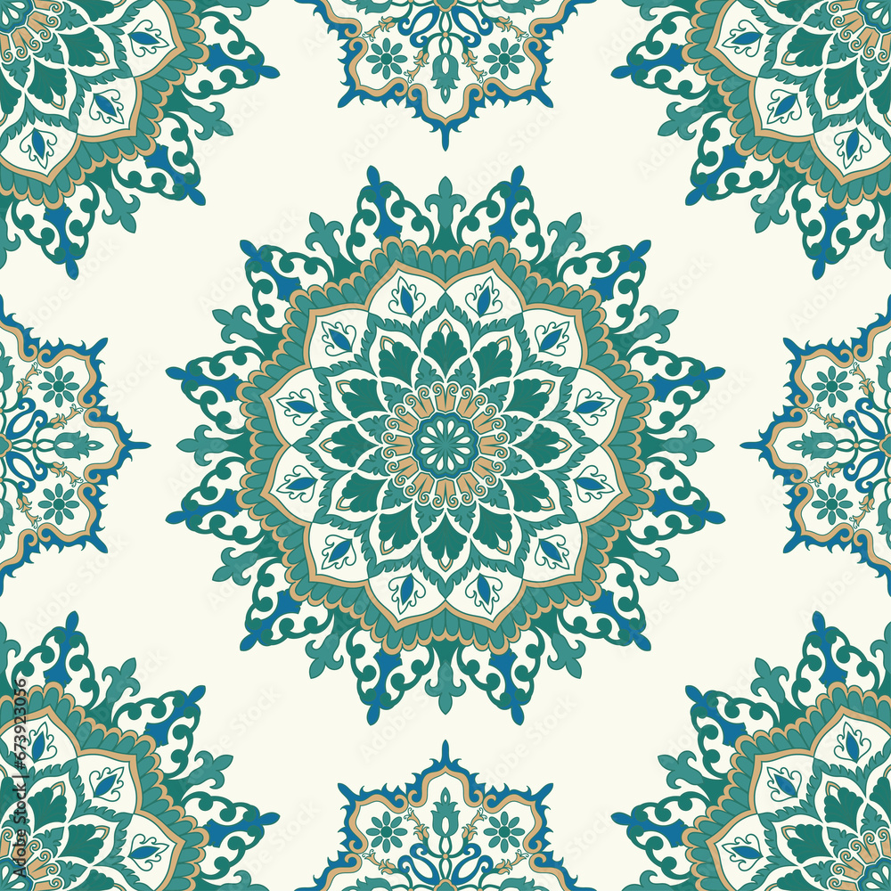 Seamless mandala pattern, ethnic circles for Product packaging wallpaper