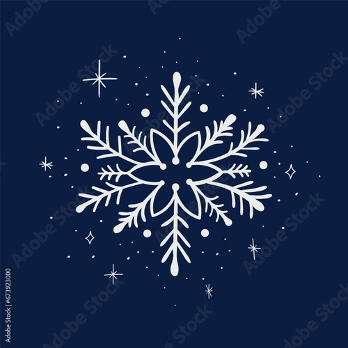 Hand-drawn doodle style snowflakes, New Year's snow.