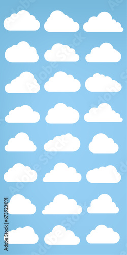 clouds caroon style, in a flat design and Set of soft Clouds collection in flat design styles, cloud concepts, clouds elements