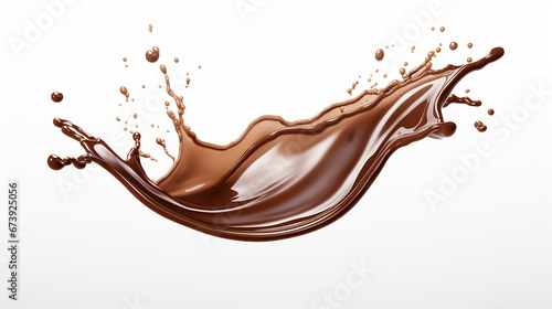  respingo líquido de chocolate em um fundo branco com espaço de cópia
