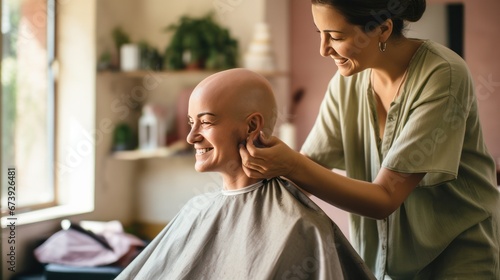 Cancer patients hair cutting photo