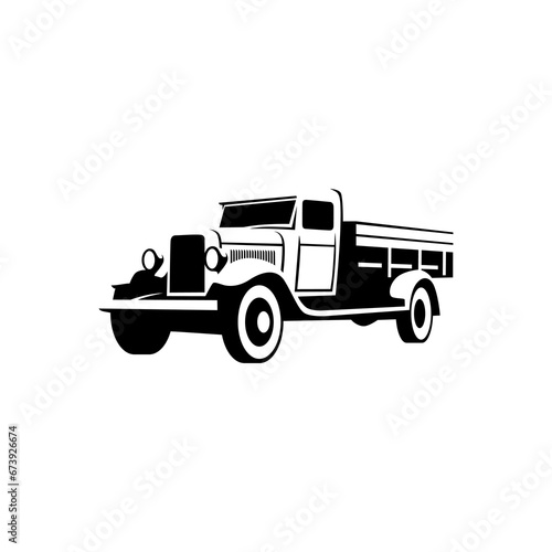 vector classic truck on white background. use for logo or illustration