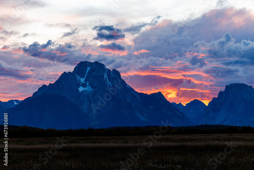 Photos Colorful sunset of Mount Moran in Grand Teton National Park
