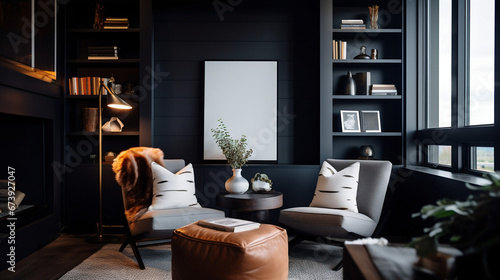 Minimalist Dark wood | Masculine |  interior design photography | Livingroom | Frame Mockup | 