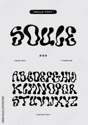 Liquid chrome font alphabet letter vector acid typerface poster editable