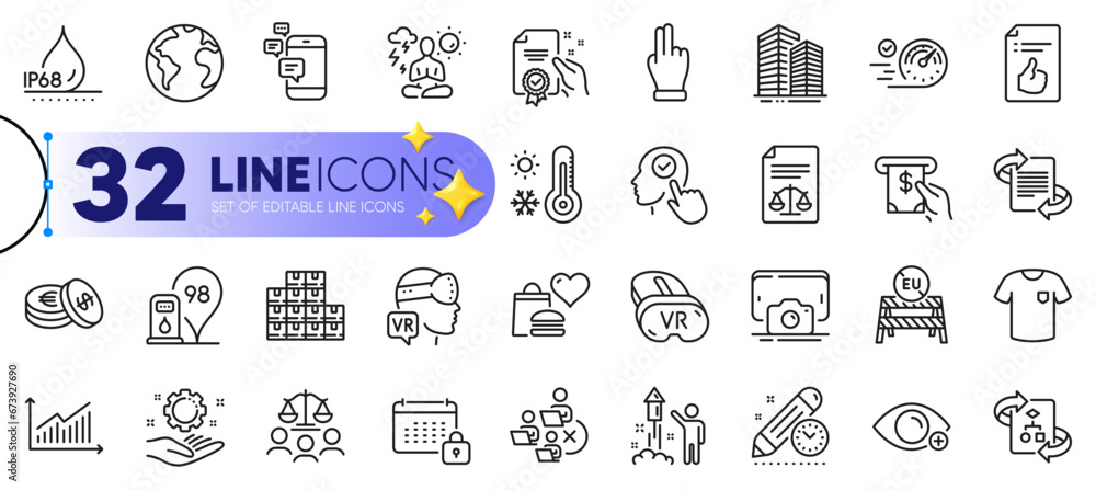 Outline set of Waterproof, Remove team and Petrol station line icons for web with Wholesale inventory, Augmented reality, Legal documents thin icon. Click hand, Calendar. Vector Outline set of Waterproof, Remove team and Petrol station line icons for web with Wholesale inventory, Augmented reality, Legal documents thin icon. Click hand, Calendar. Vector