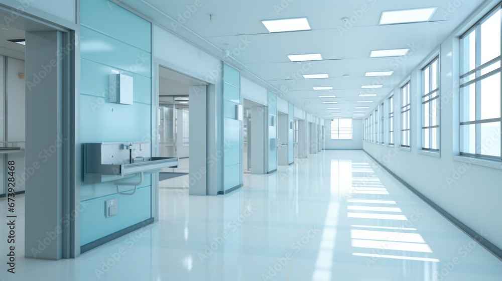 Modern hospital corridor for clean background