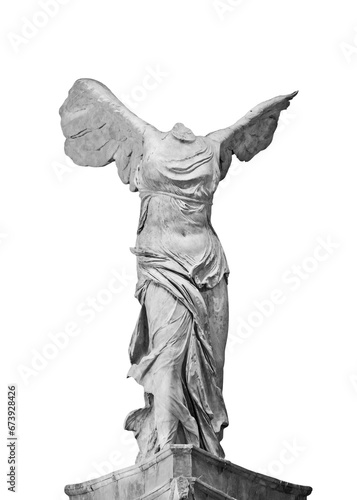 Greek sculpture the Winged Victory of Samothrace isolated photo