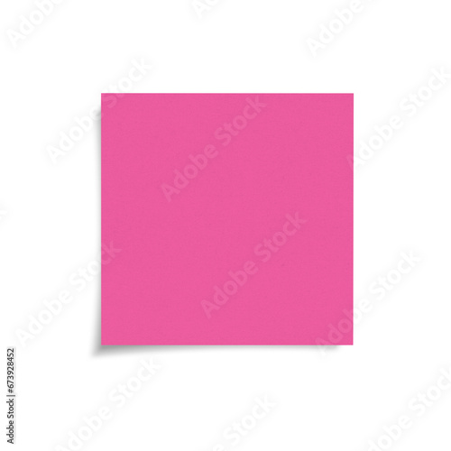 Pink sticky note paper sheet with shadow isolated
