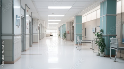 Modern hospital corridor for clean background photo