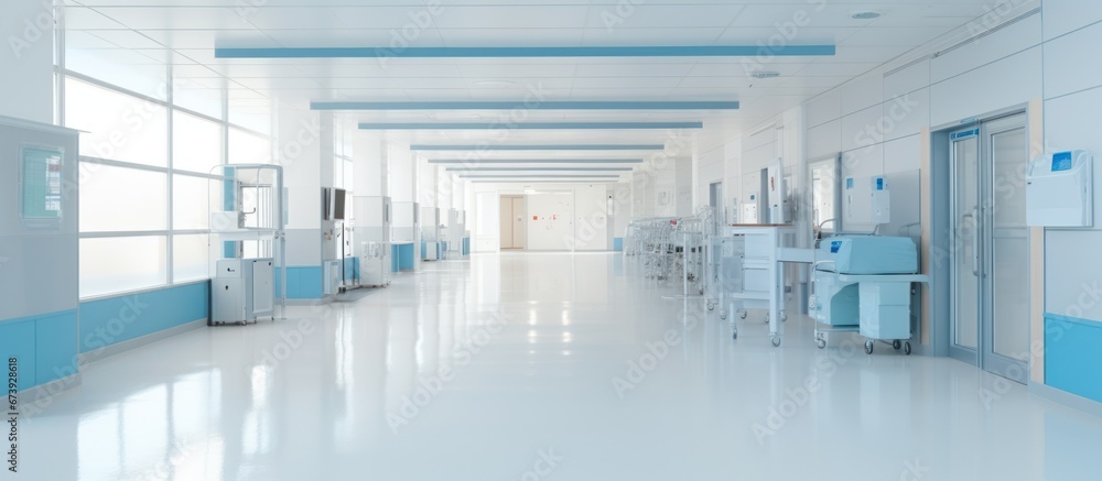 Modern hospital corridor for clean background Modern hospital corridor for clean background