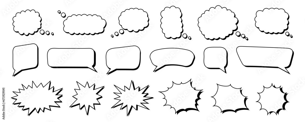 Set of chat speech bubble templates. Modern vector flat illustration. - obrazy, fototapety, plakaty 