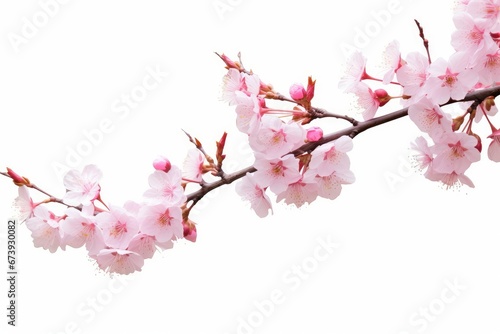 Sakura flowers blooming in springtime, a bunch of wild Himalayan cherry blossom pink flowers on tree twig, Generative AI © Dream Canvas