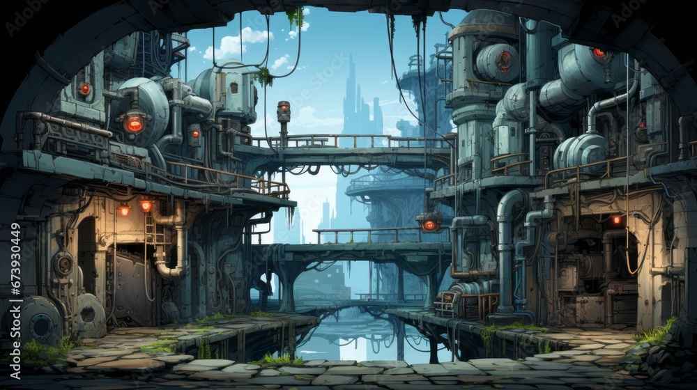 futuristic 2d game platformer landscape screen