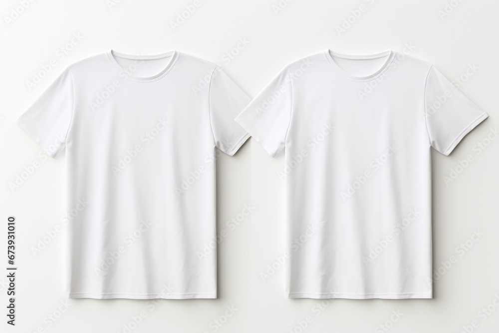 White T-Shirts Mockup on white top view White T-Shirts Mockup on white top view