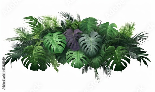 Tropical leaves foliage plants bush floral arrangement nature backdrop on white background  Generative AI