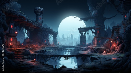 futuristic 2d game platformer background  © stasknop