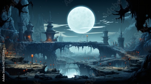 futuristic 2d game platformer background  © stasknop