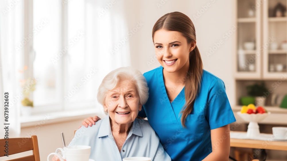 Fototapeta premium Nurse or Physical therapist person visit Elderly patients at home