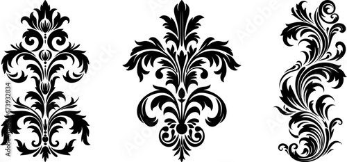 baroque floral black silhouette vector logo element