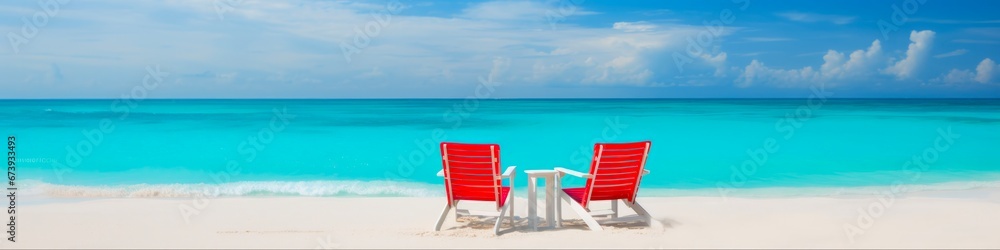 Caribbean Christmas Beach: Exotic Holiday Vibes with Beach Chair and Lounger on the Coast