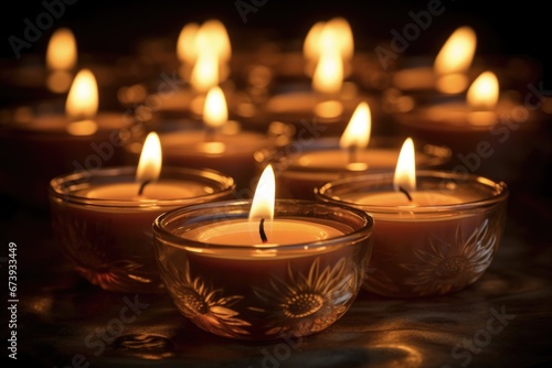 Beautiful Tea Light Candles: A Romantic Candlelit Vigil for Christmas Celebrations and Remembrance.