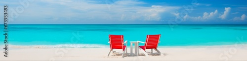 Caribbean Christmas Beach  Exotic Holiday Vibes with Beach Chair and Lounger on the Coast