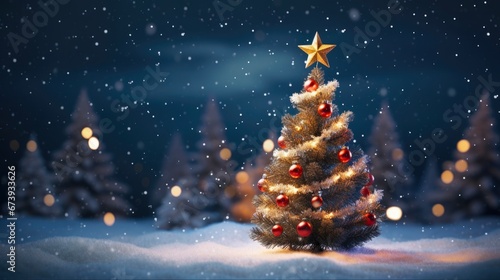 Animated Christmas: Merry Christmas Tree Background - Happy New Year Card Celebration