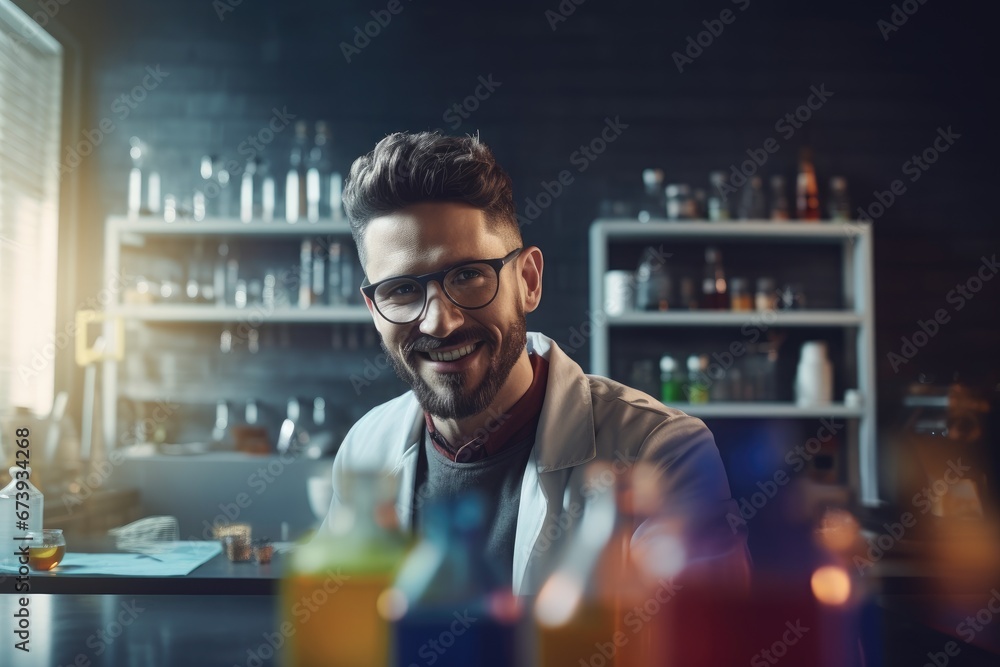 portrait of a doctor in laboratory, AI generated portrait of a doctor in laboratory, AI generated