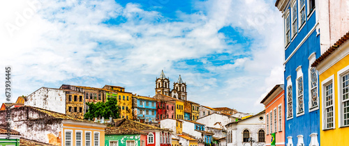Panoramic view of the historic neighborhood of Pelourinho in the city of Salvador, Bahia