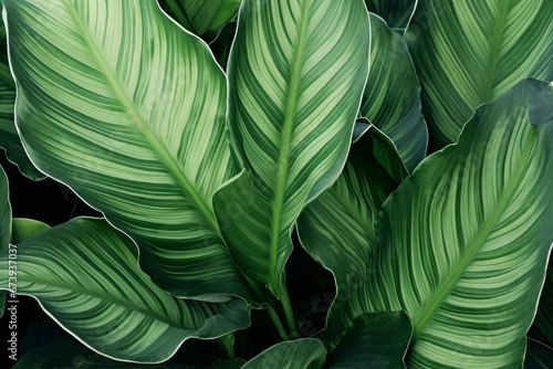 Abstract tropical green leaves pattern, lush foliage houseplant Dumb cane or Dieffenbachia the tropic plant, Generative AI photo